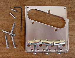 Callaham Vintage T Model Tele Bridge Assembly w/ 3 Brass Slant Compensated Saddles